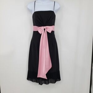 Y2K Cache Black Pink Bow Cocktail Dress 10 Party Fairy Grunge Coquette Formal